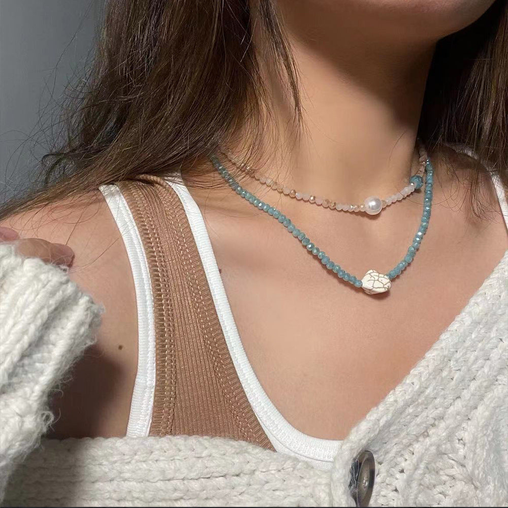Collar De Clavícula De Perlas De Arroz Coloreado Al Por Mayor